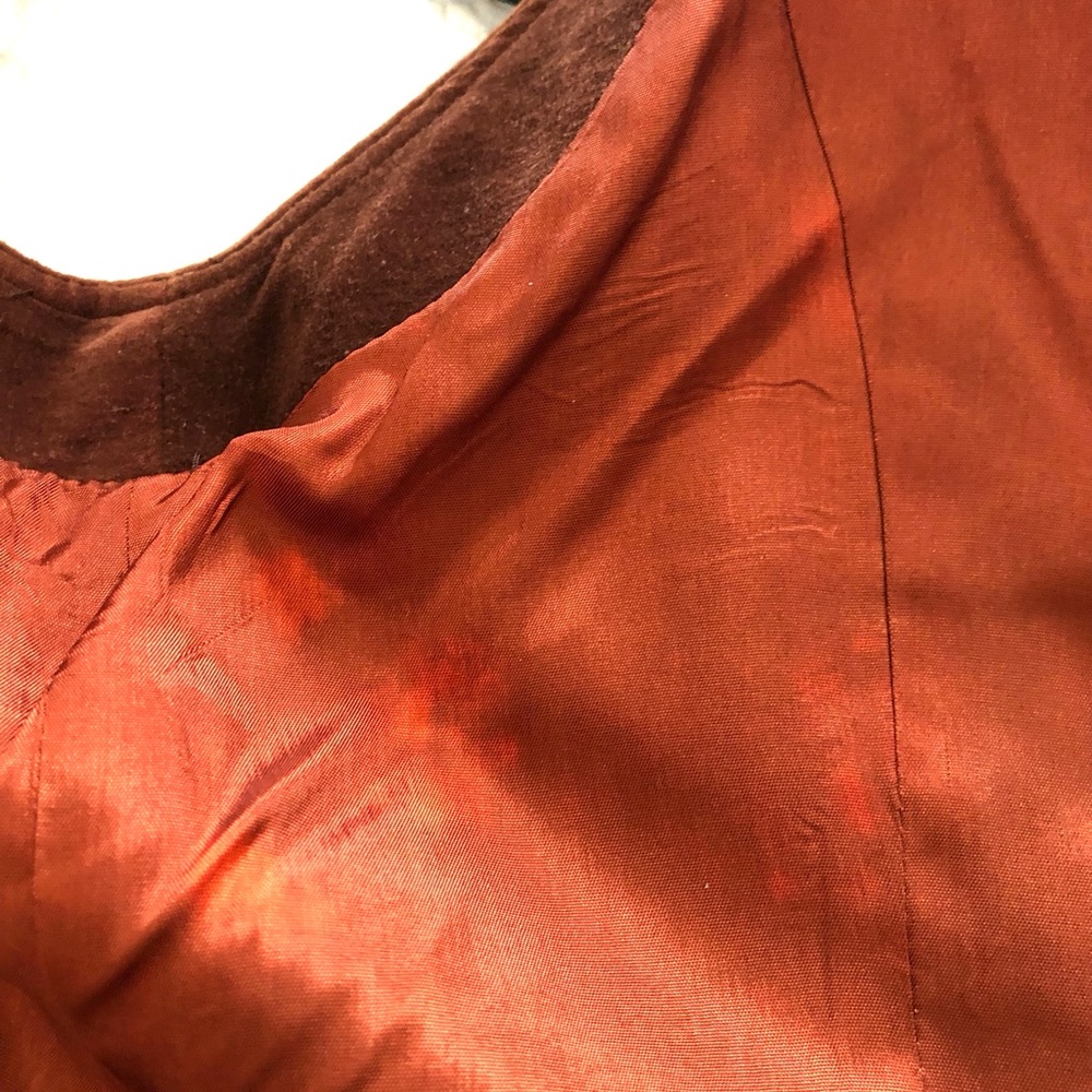 Rust Brown Velvet Sleeveless Button Vest - Picture 11 of 13